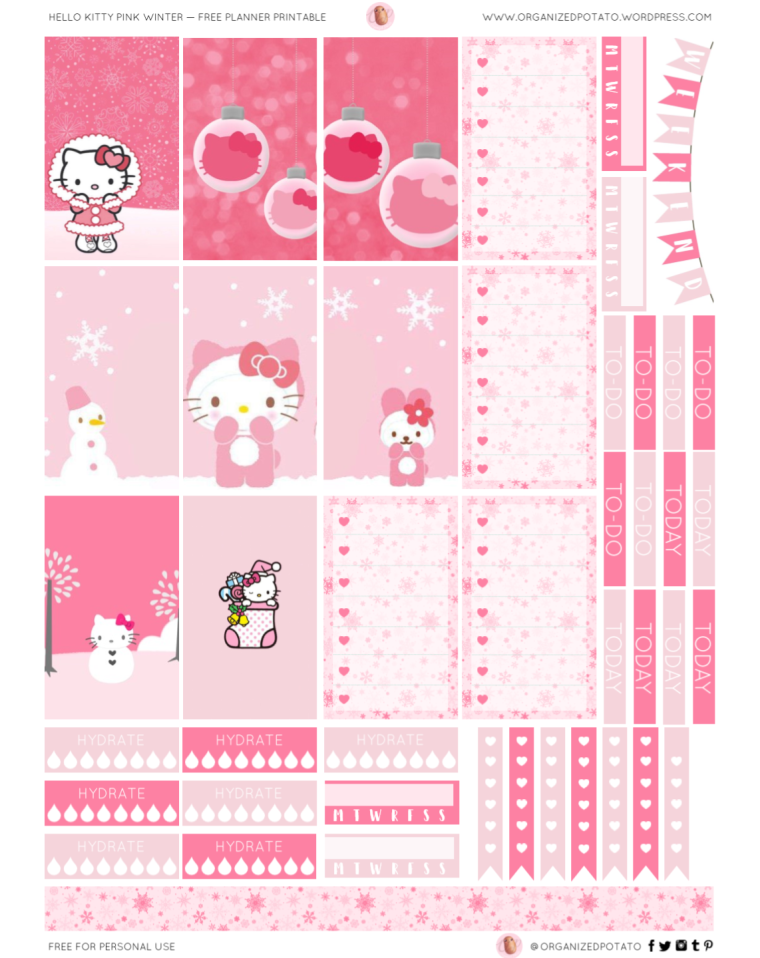 HK Pink Winter - Free Planner Printable for HPC
